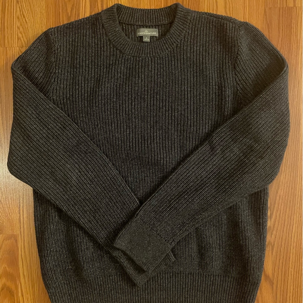 LLBean Signature Cable Knit Sweater in Grey Size Large EUC